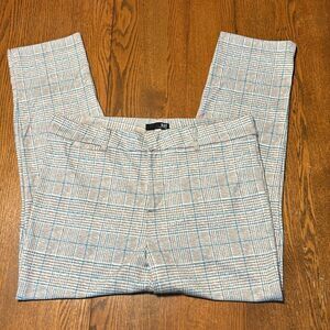 Kut from the Kloth plaid beige and aqua knit ankle pants 16